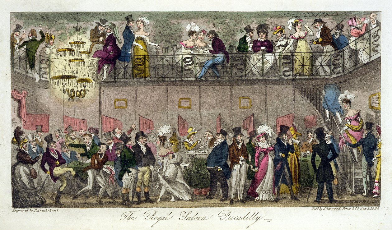 皮卡迪利皇家沙龙，1824年出版的“英国间谍” 作者 艾萨克·罗伯特·克鲁克香克