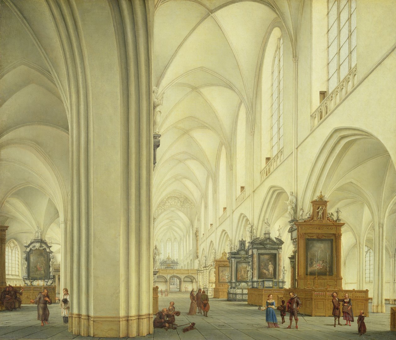 安特卫普大教堂内部，c.1668 作者 艾萨克·范·尼克勒（Isaac van Nickele）
