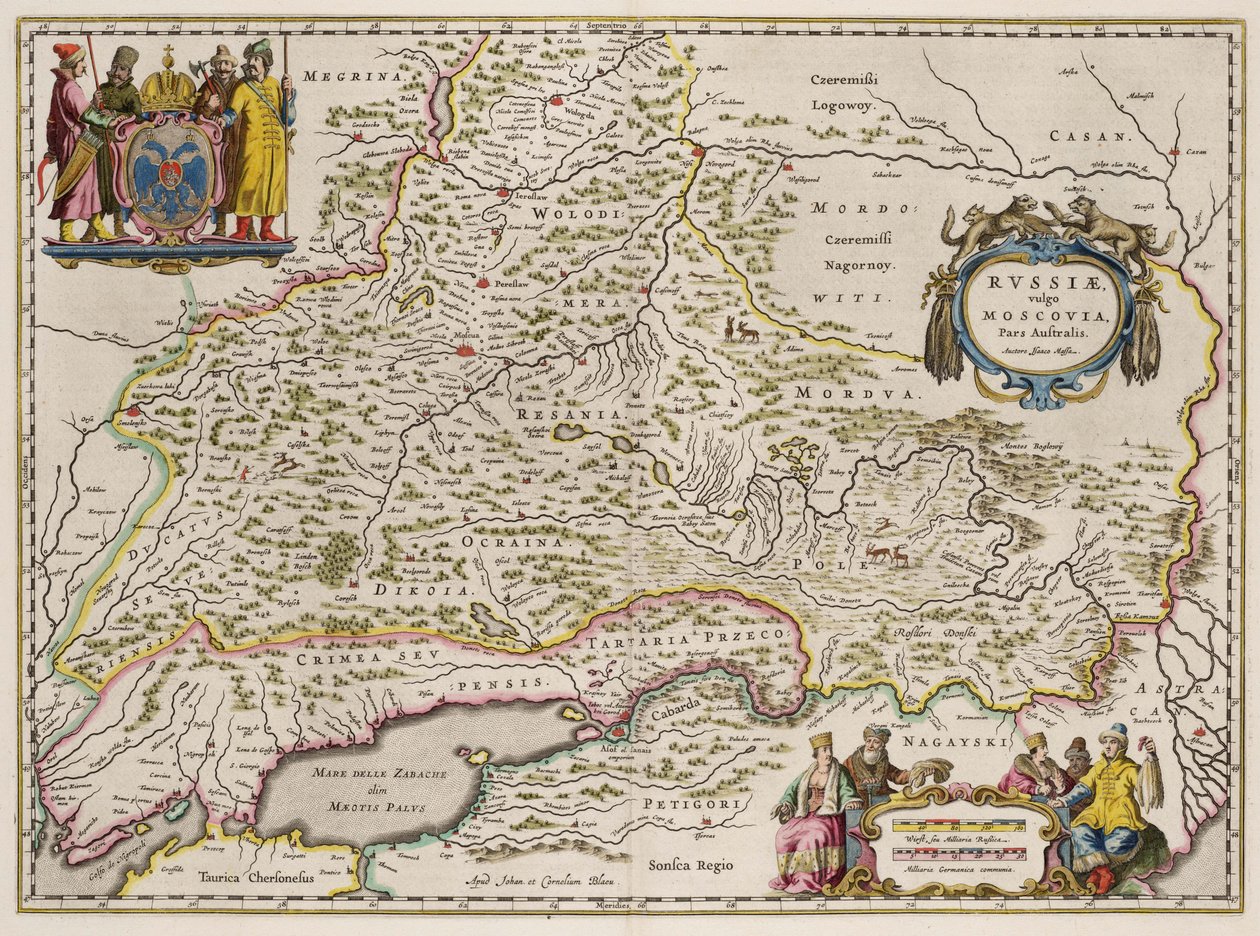 俄罗斯南部地图来自：Partes Septentrionalis et Orientalis, 1664年 作者 艾萨克·亚伯拉罕斯。马萨