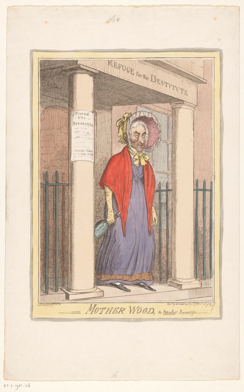 Spotprent op Sir Matthew Wood，1820 年
伍德母亲，受欢迎的老鸨--！(物体上的标题） 作者 艾萨克·克鲁克申克