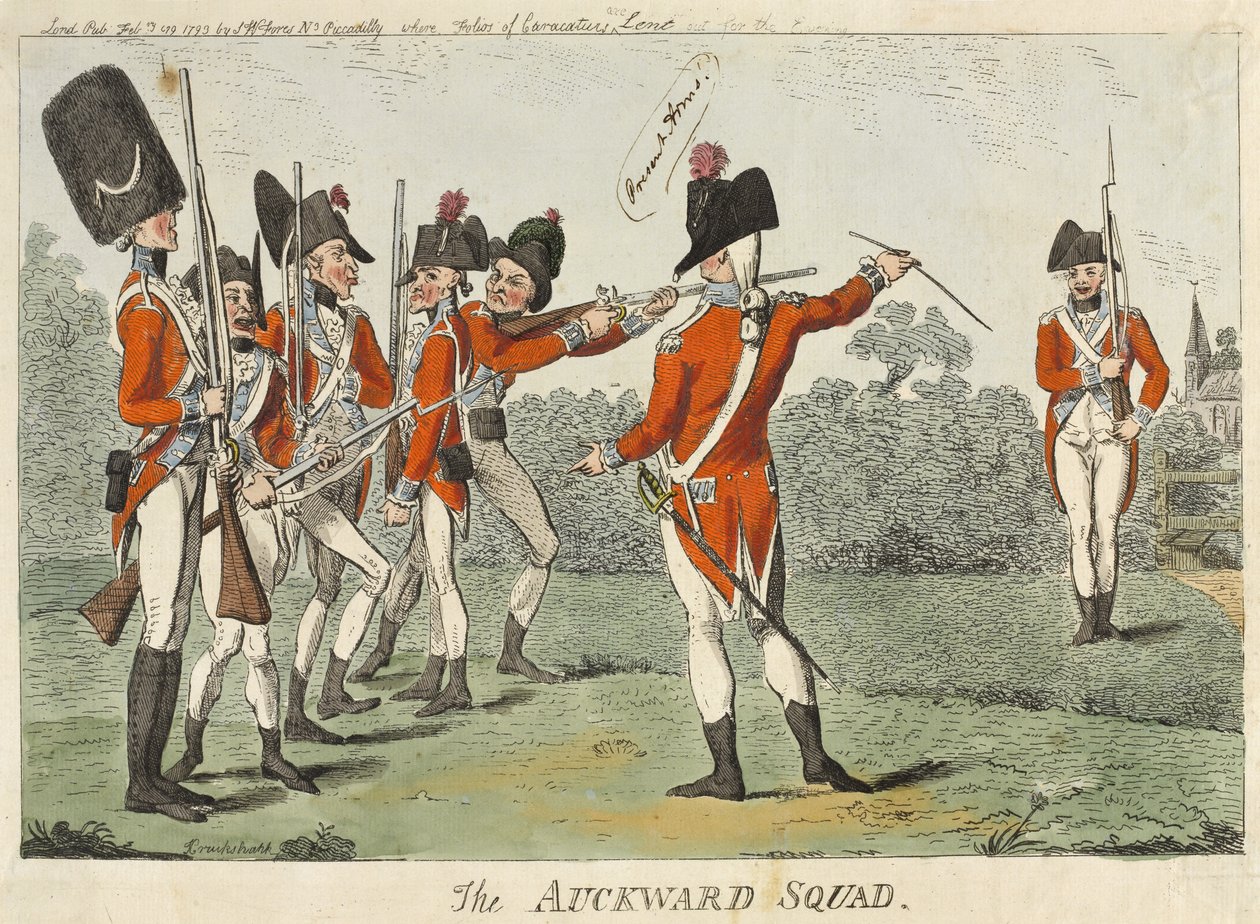 The Auckward Squad，1793（彩色蚀刻） 作者 艾萨克·克鲁克申克
