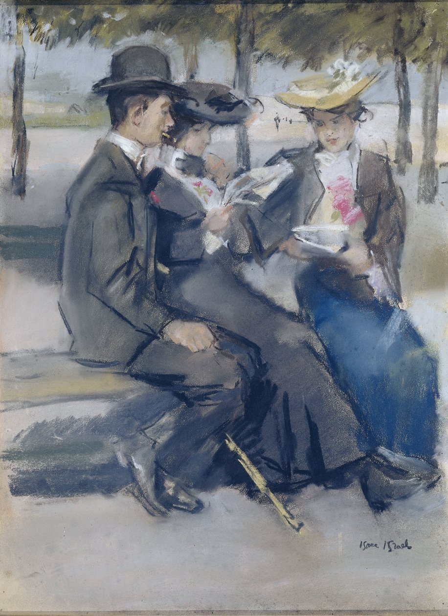 巴黎附近的布洛涅森林 作者 Isaac Israels（艺术家签名）