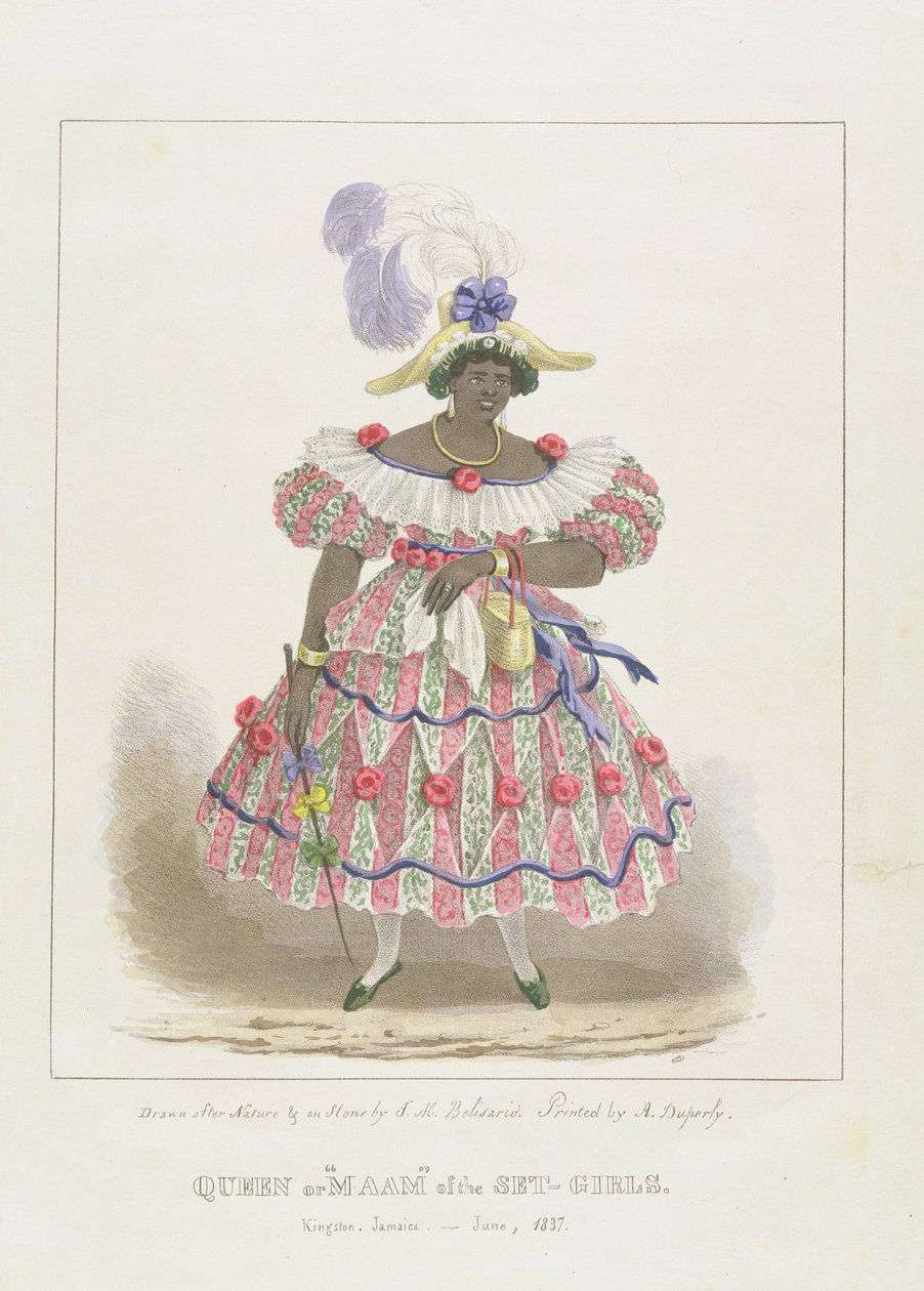 Set-Girls的女王或&39;妈妈&39;，来自&39;人物素描......&39;的盘子1，1838年（彩色光刻） 作者 艾萨克·门德斯·贝利萨里奥
