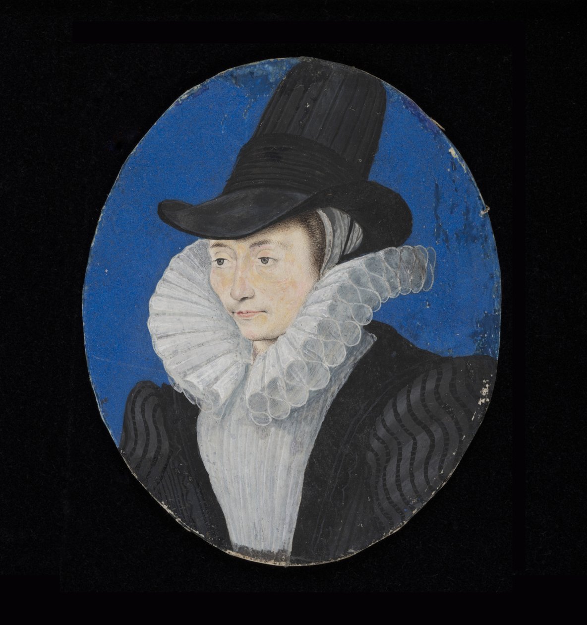 一位不知名的女士的肖像缩影，c.1590（在牛皮纸上的wc） 作者 艾萨克·奥利弗（Isaac Oliver）