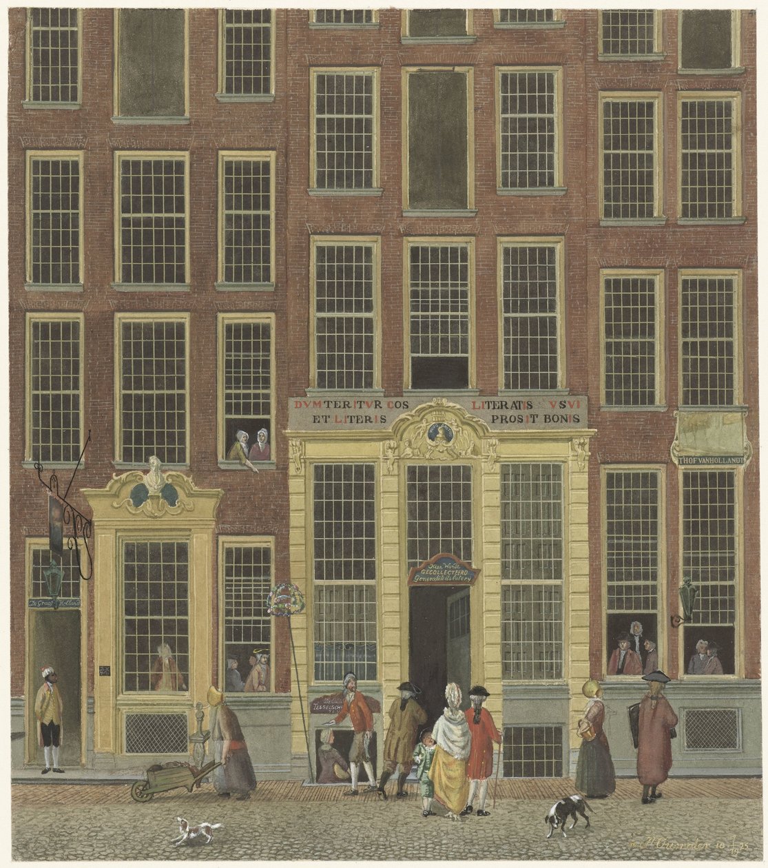 Jan de Groot 位于阿姆斯特丹 Kalverstraat 的书店和彩票办公室 作者 艾萨克·乌沃特（Isaac Ouwater）