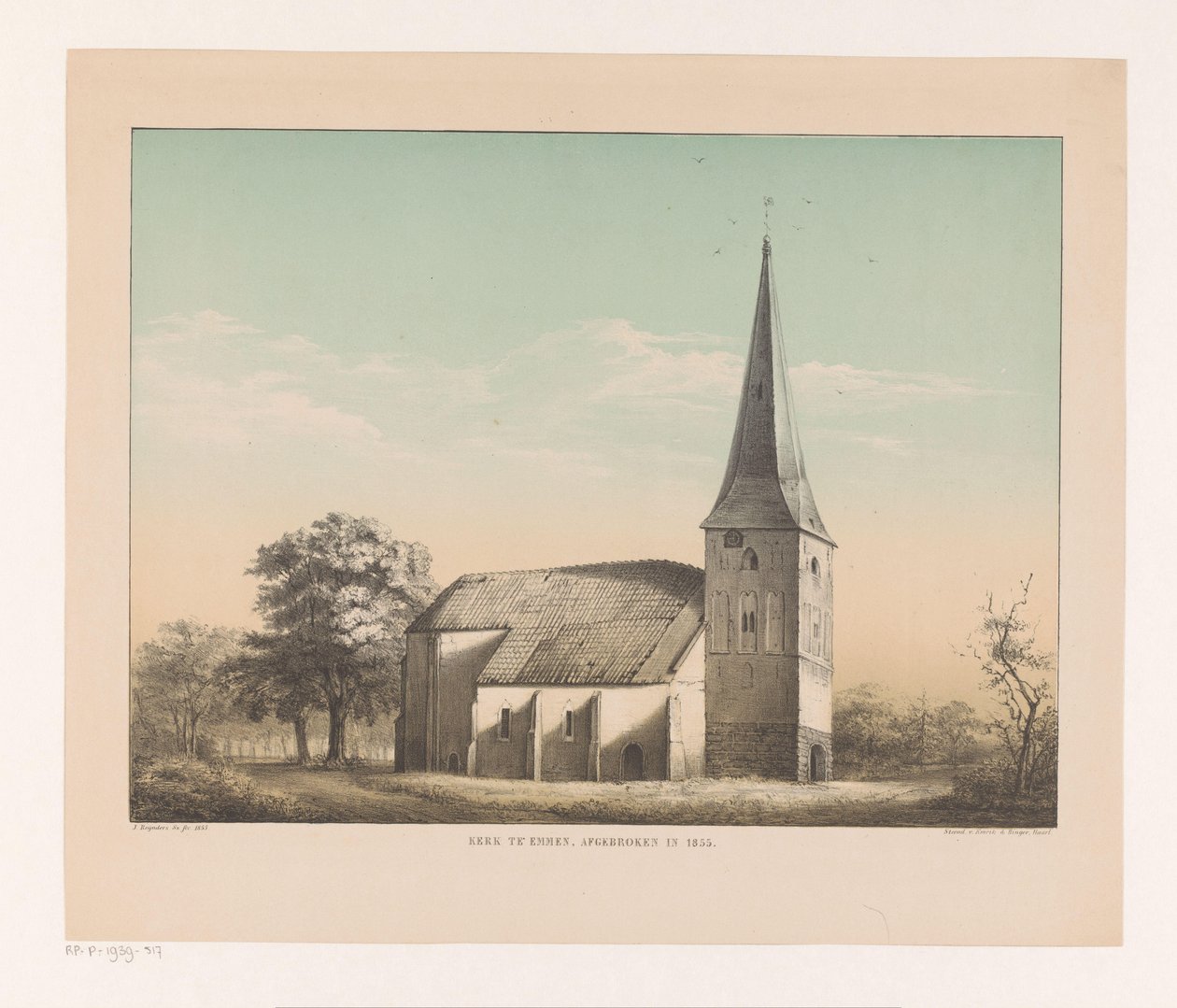 埃门教堂景观
埃门教堂，1855 年拆除（标题见实物） 作者 艾萨克·赖恩德斯 Sz.