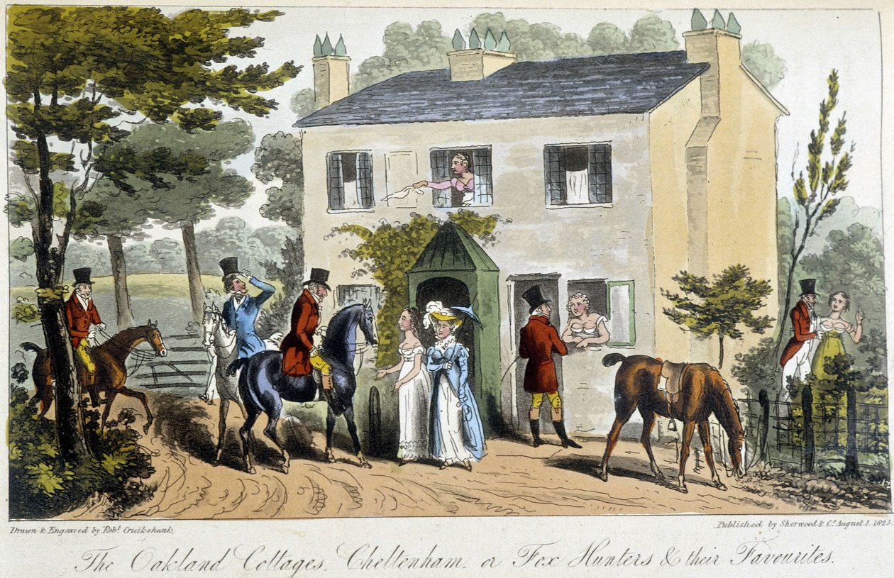 英国乡村的一家妓院——在查尔斯·莫洛伊·韦斯特马科特 (Charles Molloy Westmacott) 的《英国间谍》中，生病了。 作者：Robert Cruikshank，伦敦 作者 艾萨克·罗伯特·克鲁克香克
