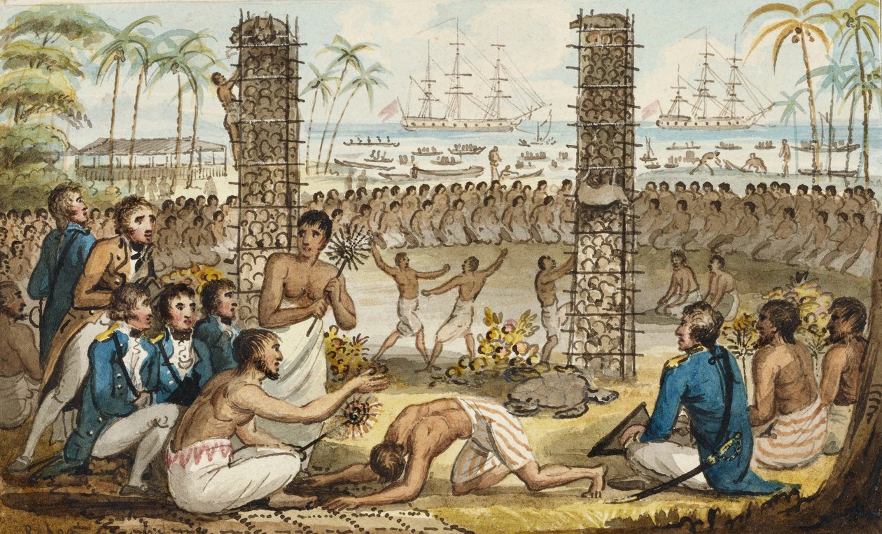 库克船长在航行于奥塔海特岛的库克船长（水彩画） 作者 艾萨克·罗伯特·克鲁克香克