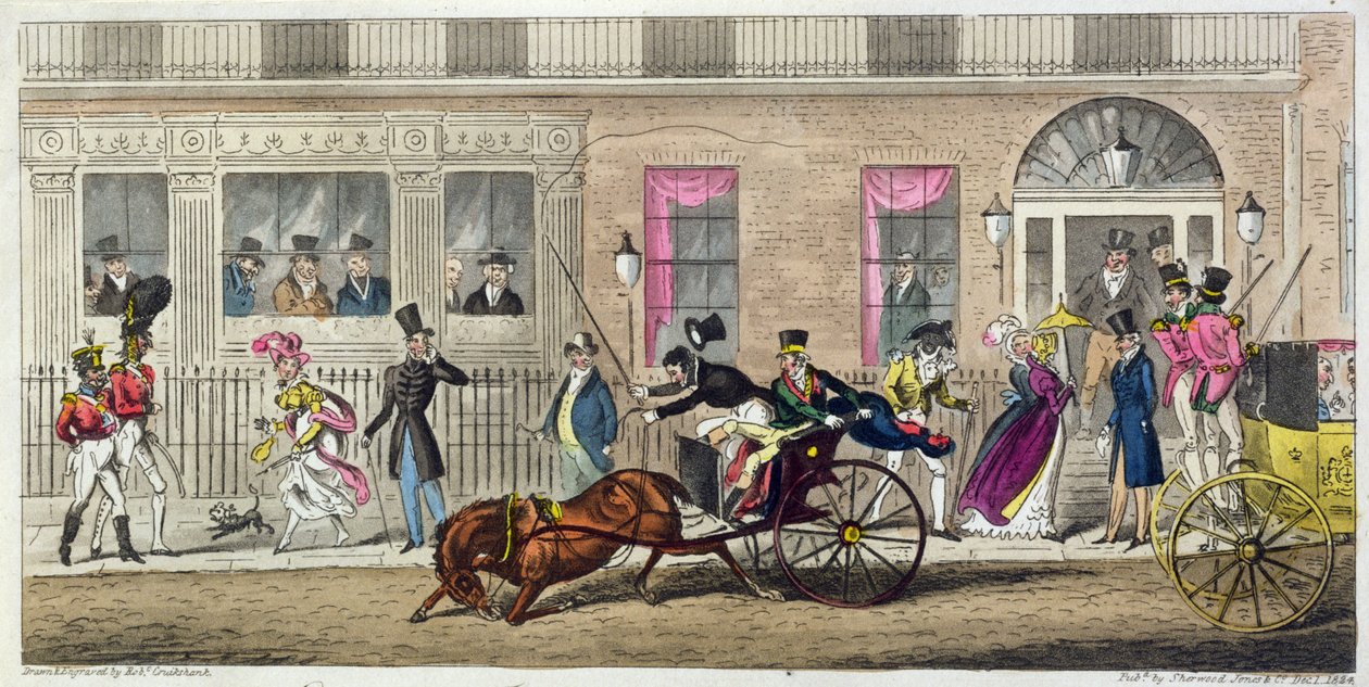 Fishmongers Hall的外观，定期分解，1824年（aquatint） 作者 艾萨克·罗伯特·克鲁克香克