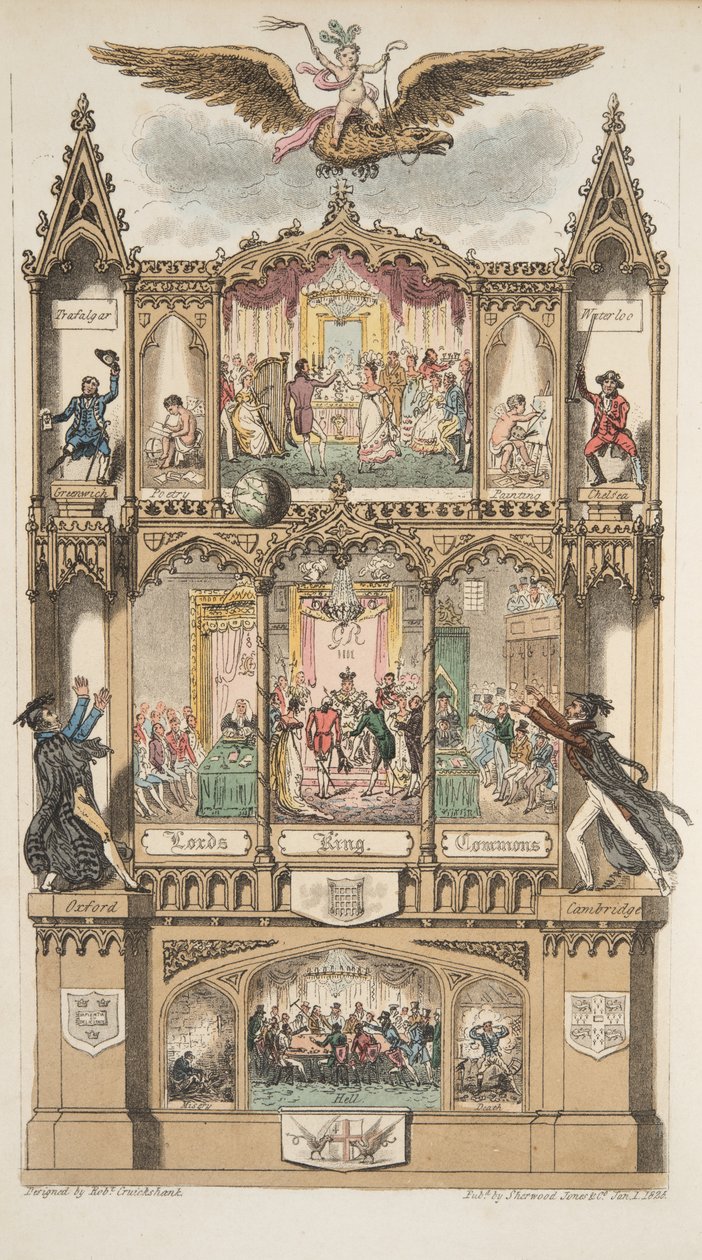 Frontispiece，来自The English Spy，pub。 1824年（手工彩色雕刻） 作者 艾萨克·罗伯特·克鲁克香克