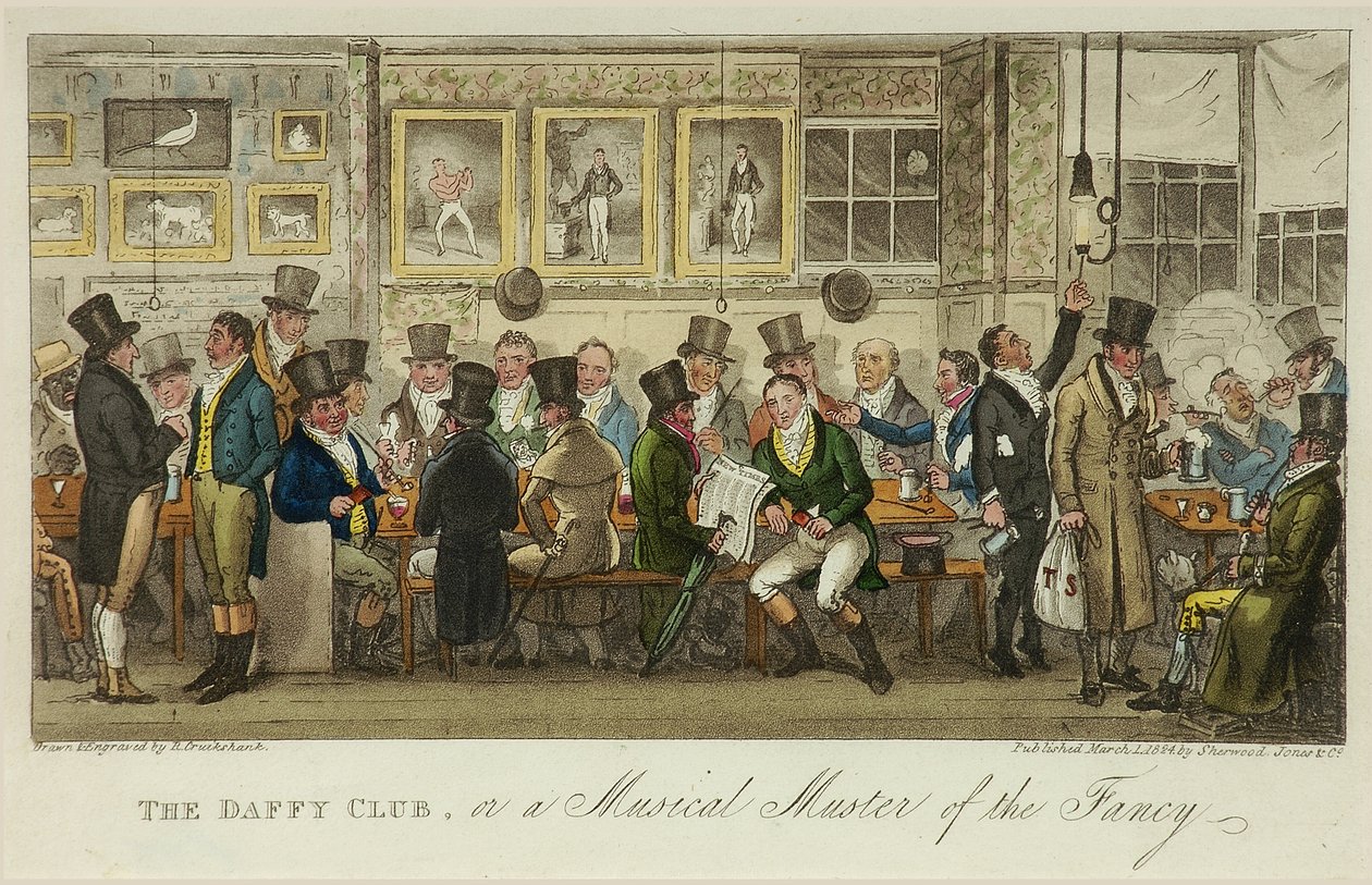 The Daffy Club, or a Musical Muster of the Fancy, published in 1824 (color litho) 作者 艾萨克·罗伯特·克鲁克香克