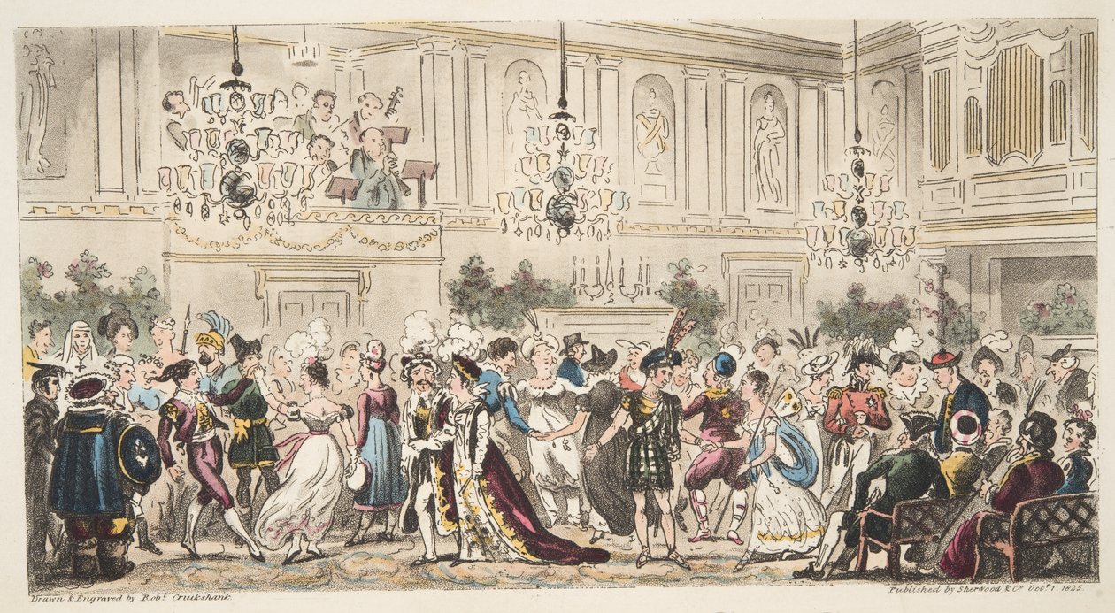 来自英国间谍的巴斯上层客房的Fancy Ball于1824年在伦敦出版 作者 艾萨克·罗伯特·克鲁克香克