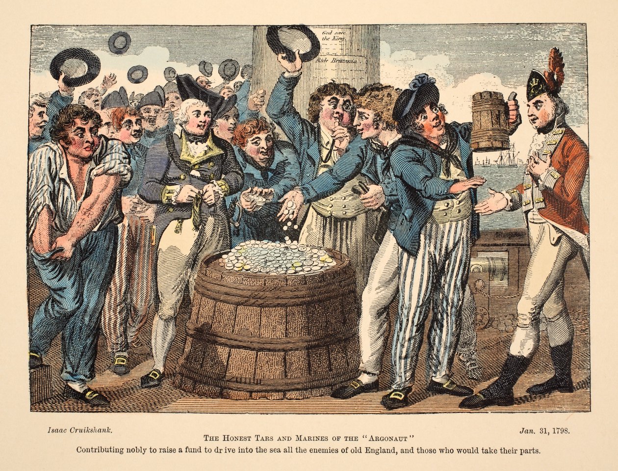 The Argonaut，Honest Tars and Marines，pub。 1798年（手工彩色雕刻） 作者 艾萨克·罗伯特·克鲁克香克