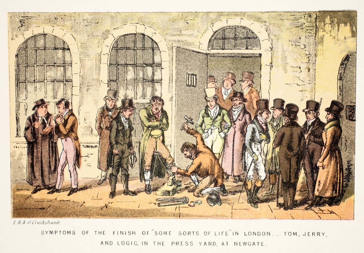 Symptoms Of The Finish Of "Some Sorts Of Life" In London - Tom, Jerry and Logic, in the Press Yard, at Newgate, from Tom and Jerry