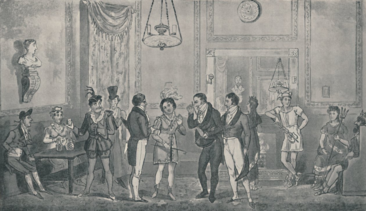 德鲁里巷剧院的绿色房间，1821年，1920年。艺术家：艾萨克·罗伯特·克鲁伊克尚克，乔治·克鲁伊克尚克。 作者 以撒，罗伯特和乔治·克鲁克香克
