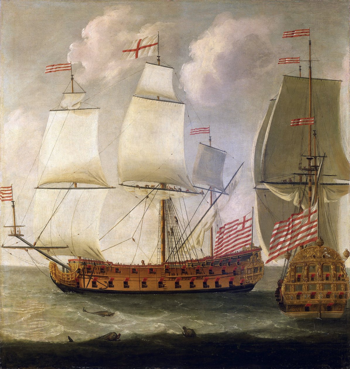 东印度公司英国国王威廉三世（William III，1650-1702 年）时期的武装船只 "Indiaman "的双重描述 作者 艾萨克·赛尔梅克