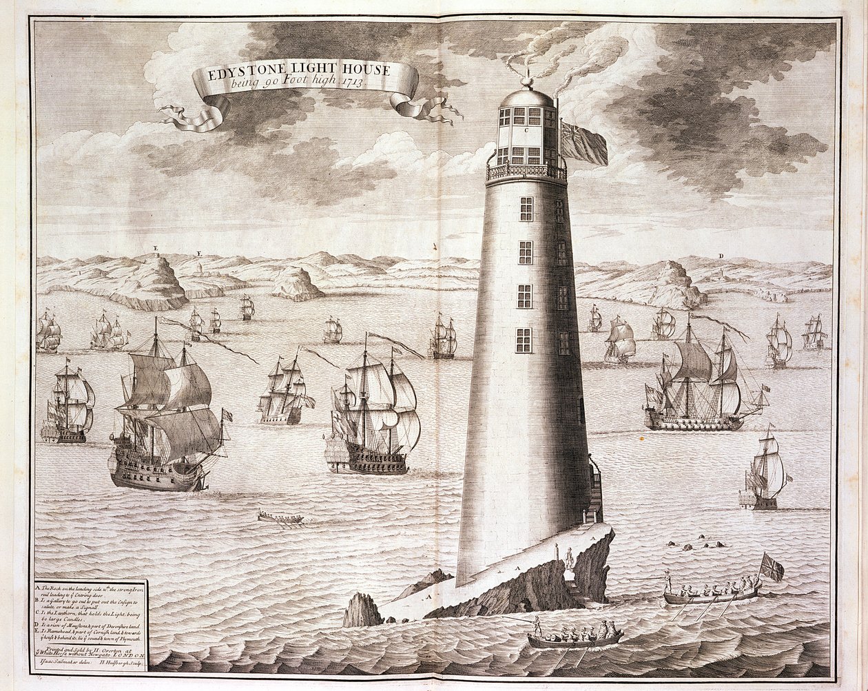 埃迪斯通灯塔，由Hendrick Hulsbergh雕刻，1713年（另见40669） 作者 艾萨克·赛尔梅克