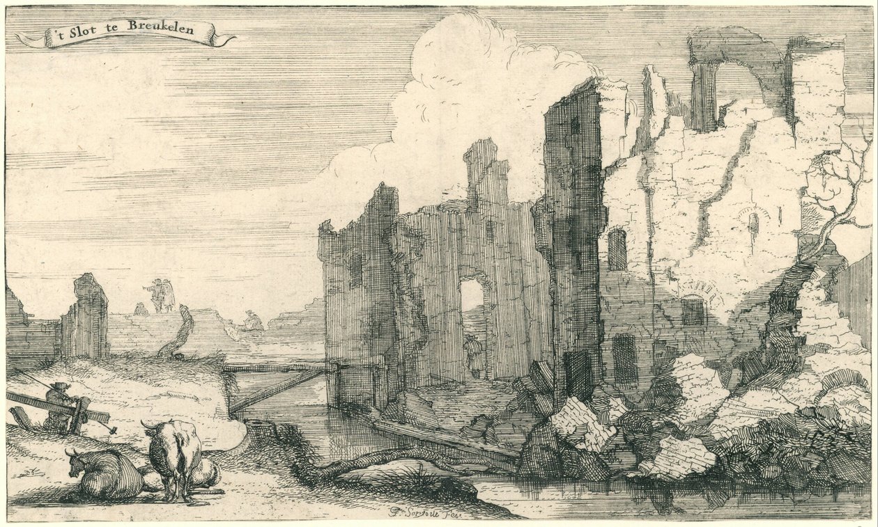 布雷克伦城堡，1672 年被法国人摧毁
布吕克伦城堡（物上标题）
乌得勒支省的十三幅村庄和城堡插图系列，1672 年被法国人摧毁（系列标题） 作者 艾萨克·索瑞斯