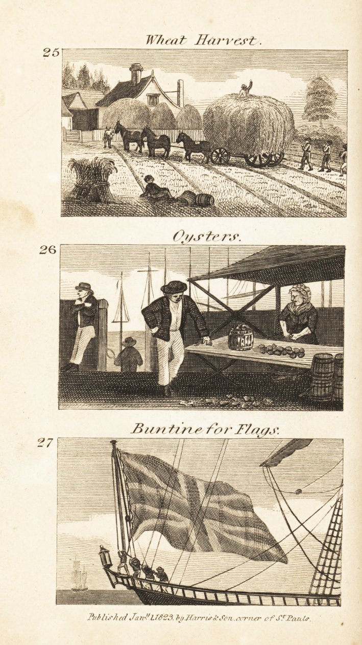 Trades in Regency England: wheat harvest, oysters and buntine for flags 作者 艾萨克·泰勒