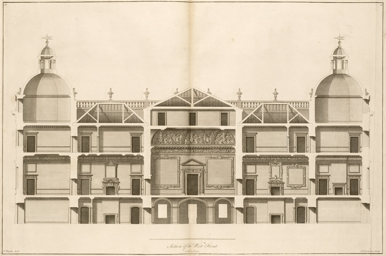 Houghton Hall：西边的一部分，由Pierre Fourdrinier雕刻，1735年（另见64902和64903） 作者 以撒洁具