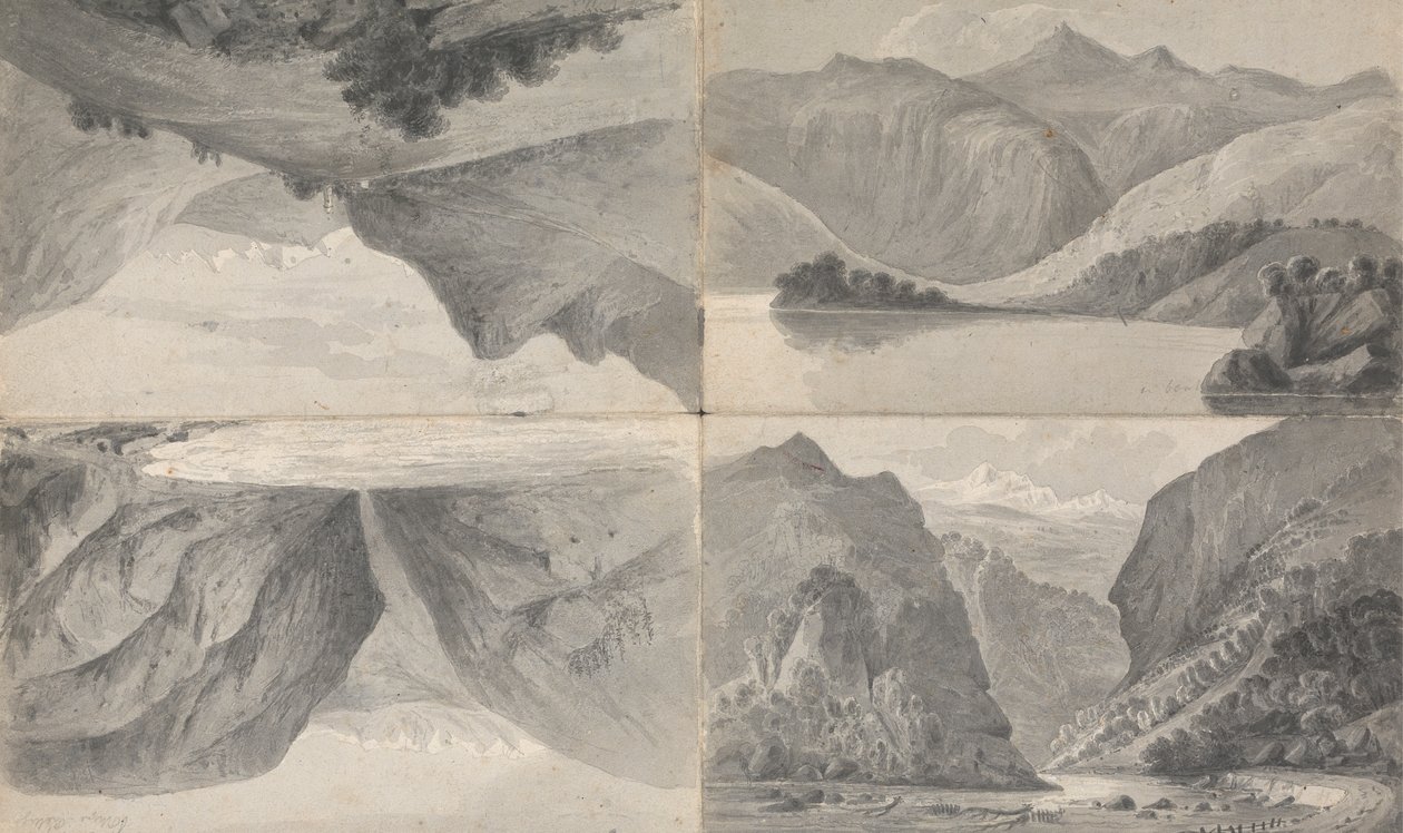 1) (ll) 达沃斯湖，2) (lr) 塞格内斯山口，3) (ur) 威斯森 作者 艾萨克·韦尔德