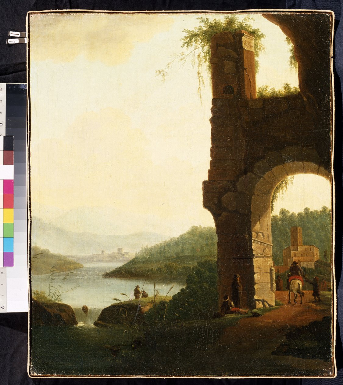 浪漫的风景。Isaac de Moucheron（1667-1744 年）的画作。荷兰艺术，巴洛克风格。布面油画。乌克兰塞瓦斯托波尔米哈伊尔-克罗希茨基艺术博物馆 作者 艾萨克·德穆什龙