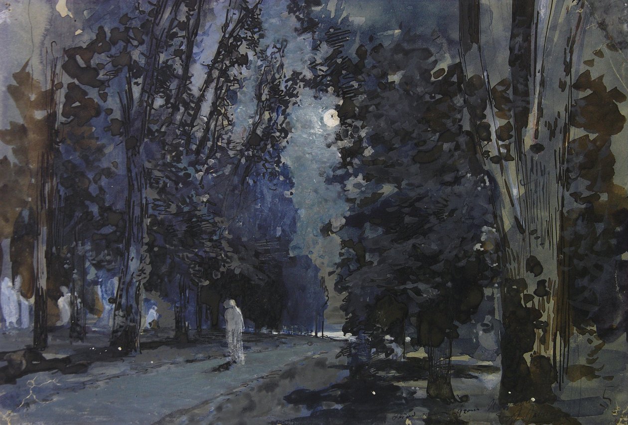 阴影。月光之夜，19世纪80年代。 作者 艾萨克·伊里奇·列维坦