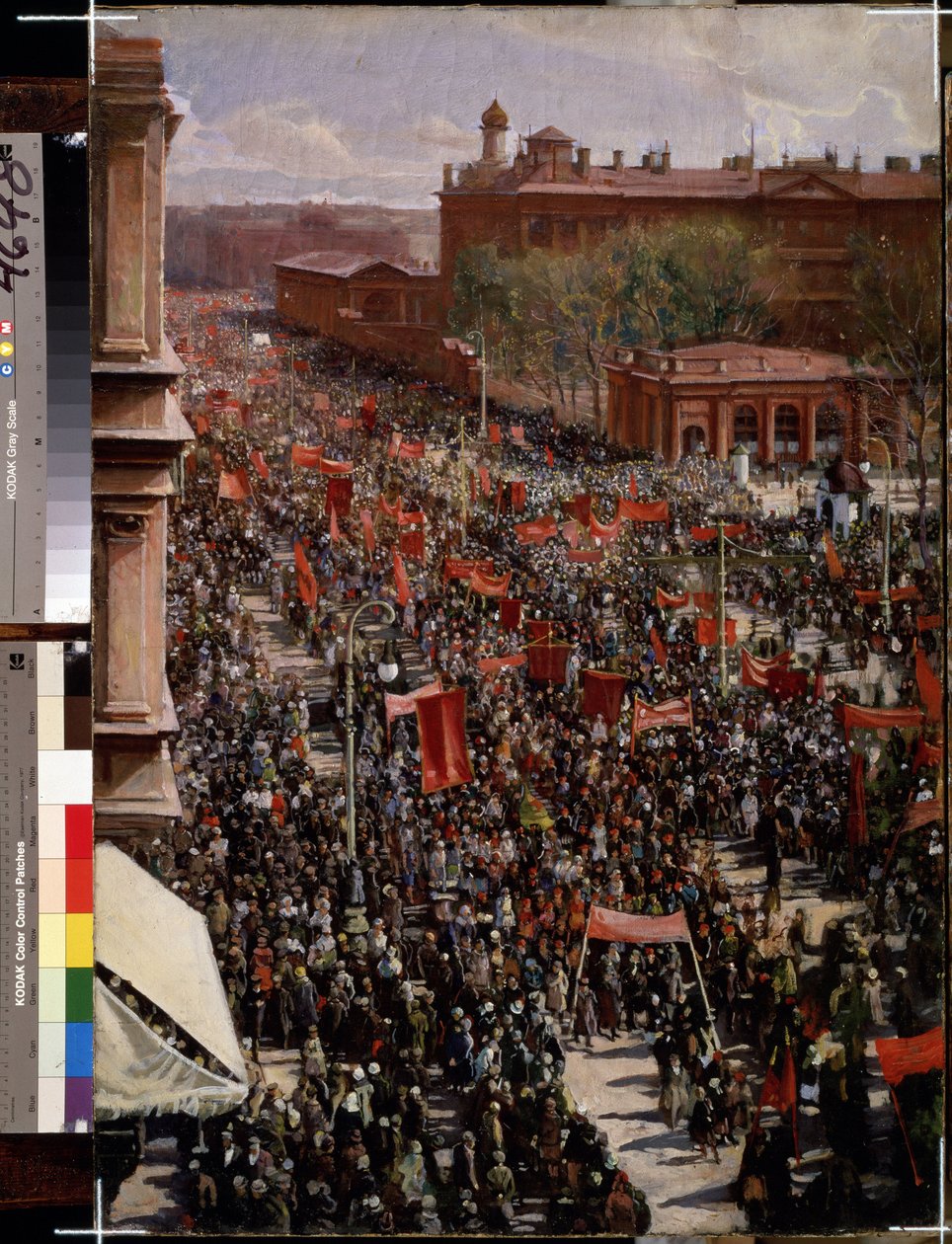 "Defile sur la perspective Nevsky a Leningrad (Saint Petersbourg)"。伊萨克-伊兹拉列维奇-布罗茨基（布罗茨基）（1884-1939 年）（社会主义现实主义）的绘画作品 1930 年 俄罗斯国立博物馆，圣彼得堡 作者 伊萨克·伊斯莱耶维奇·布罗茨基