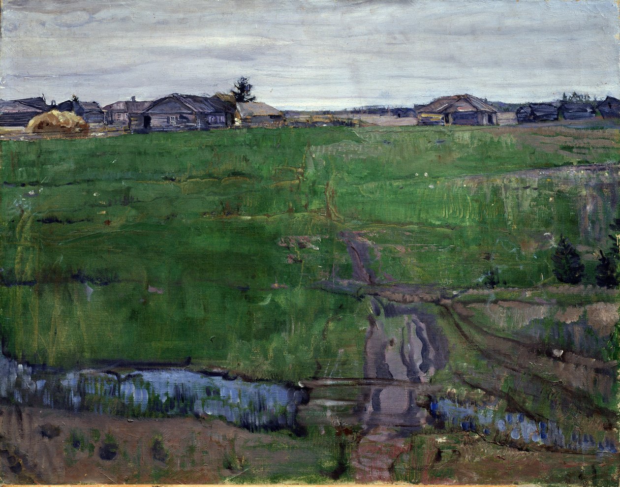 Pre (Meadow).Isaak Izrailevich Brodsky (Brodsky) (1884-1939) 的画作。纸上绘画，63 x 80 厘米，俄罗斯艺术，新艺术。俄罗斯卡卢加地区艺术博物馆。 作者 伊萨克·伊斯莱耶维奇·布罗茨基