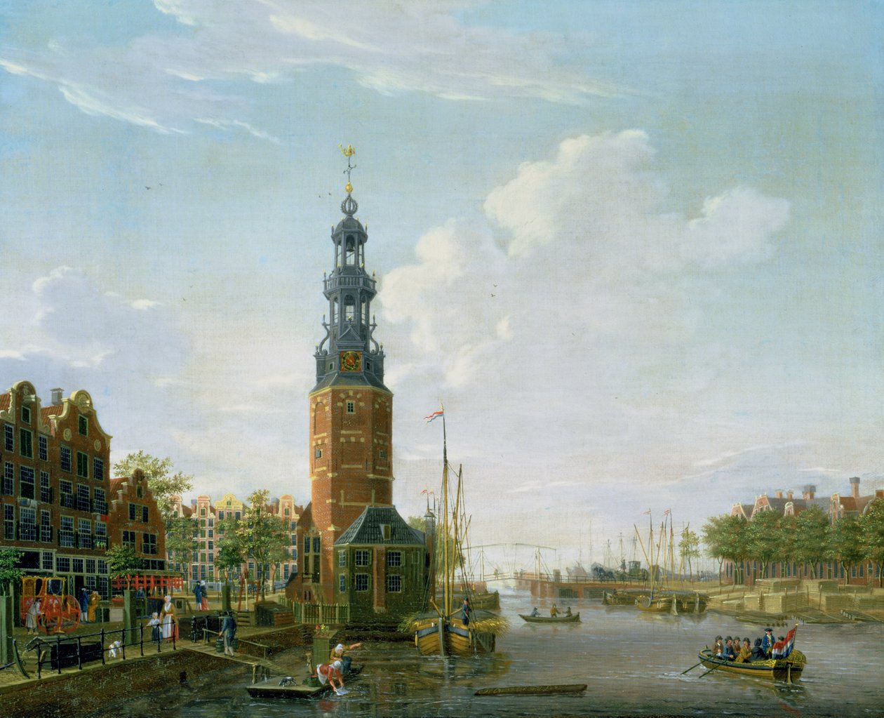 阿姆斯特丹看法与Monterbaanstower在Oude Schans，1777年 作者 艾萨克·乌沃特（Isaac Ouwater）