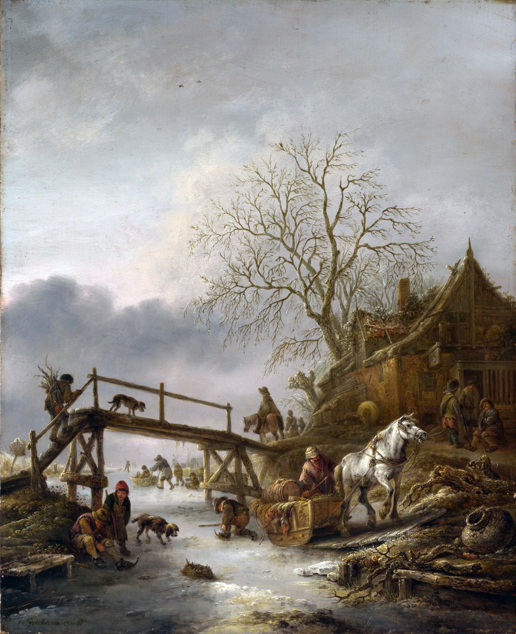 一个冬季场景，1640年 作者 伊萨克·范·奥斯塔德（Isack van Ostade）