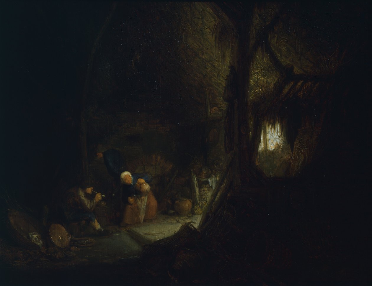 谷仓里的农民家庭，伊萨克·范·奥斯塔德 (Isack van Ostade)（1621-1649）创作 作者 伊萨克·范·奥斯塔德（Isack van Ostade）