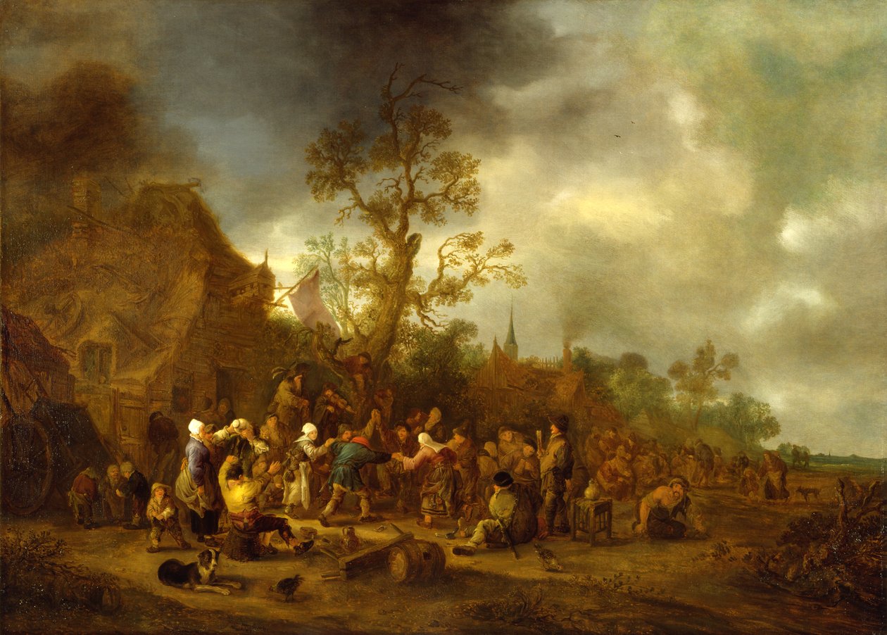 1642年，一家旅馆外的农民们正在制作 作者 伊萨克·范·奥斯塔德（Isack van Ostade）