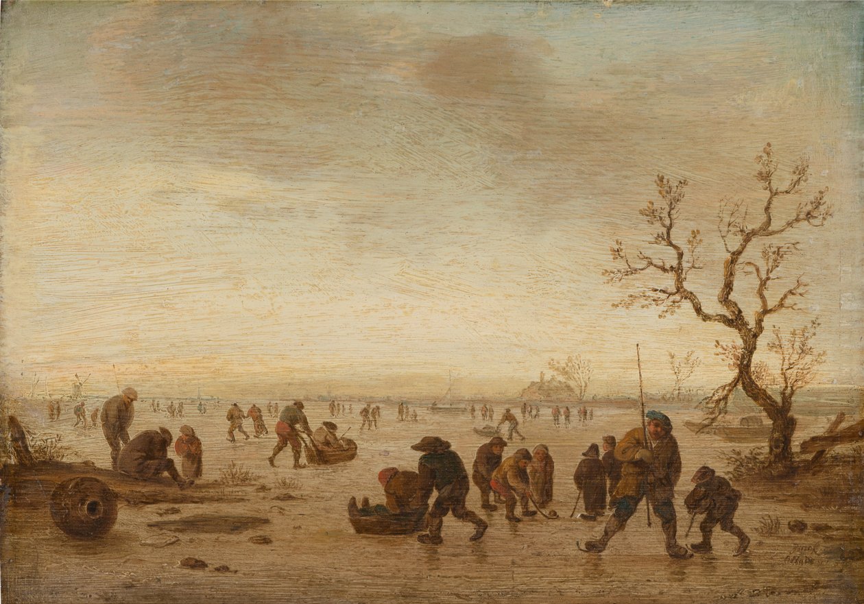 冰上溜冰者，c.1642-45（橡木油画） 作者 伊萨克·范·奥斯塔德（Isack van Ostade）