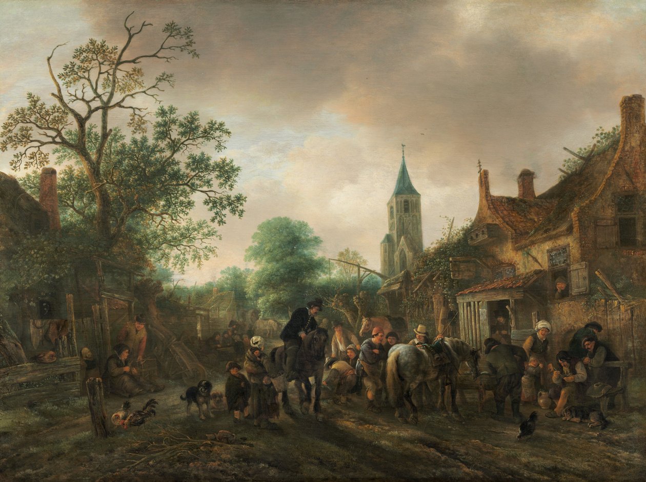 旅店的停顿 作者 伊萨克·范·奥斯塔德（Isack van Ostade）