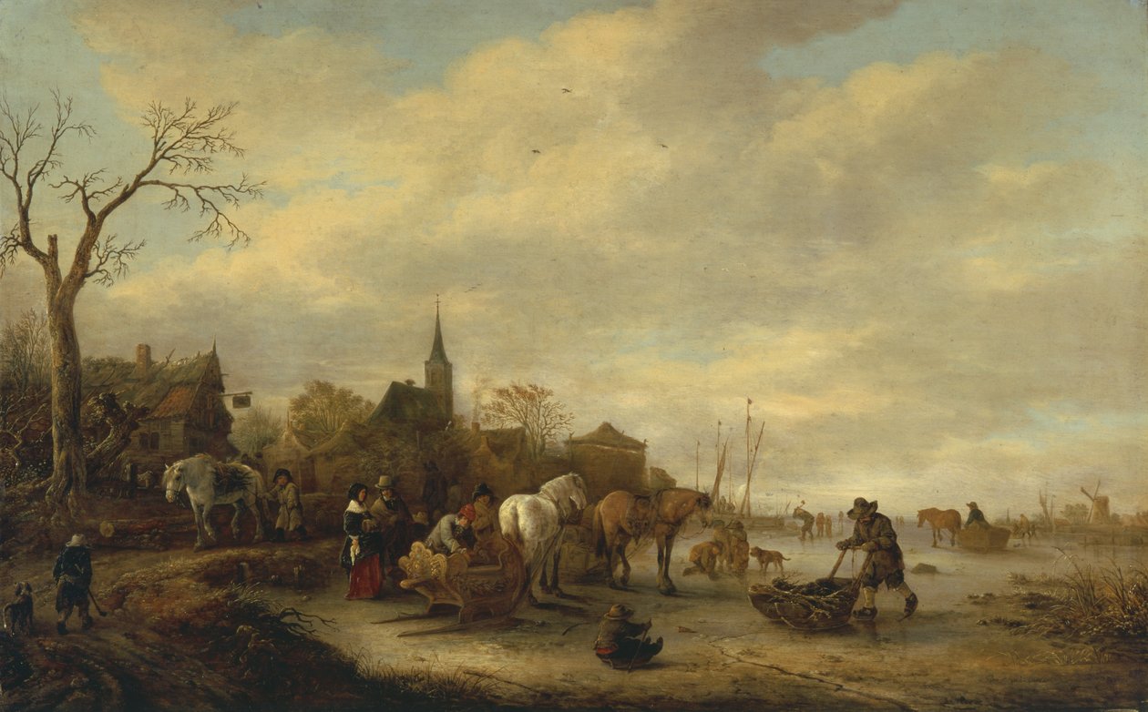 冬天的场景 作者 伊萨克·范·奥斯塔德（Isack van Ostade）
