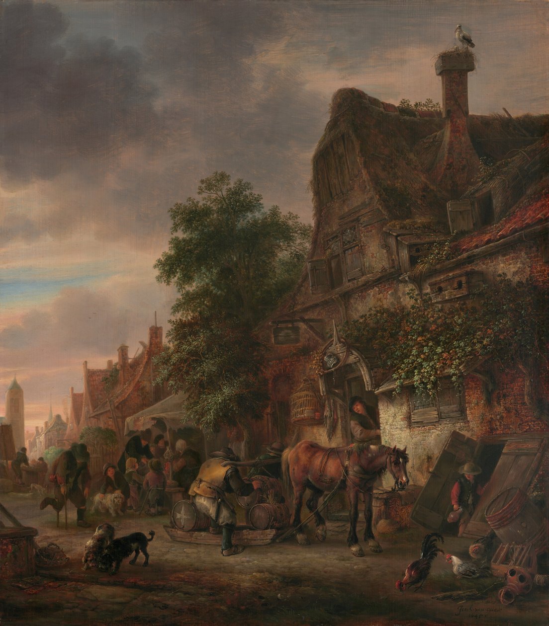 旅店前的工人 作者 伊萨克·范·奥斯塔德（Isack van Ostade）