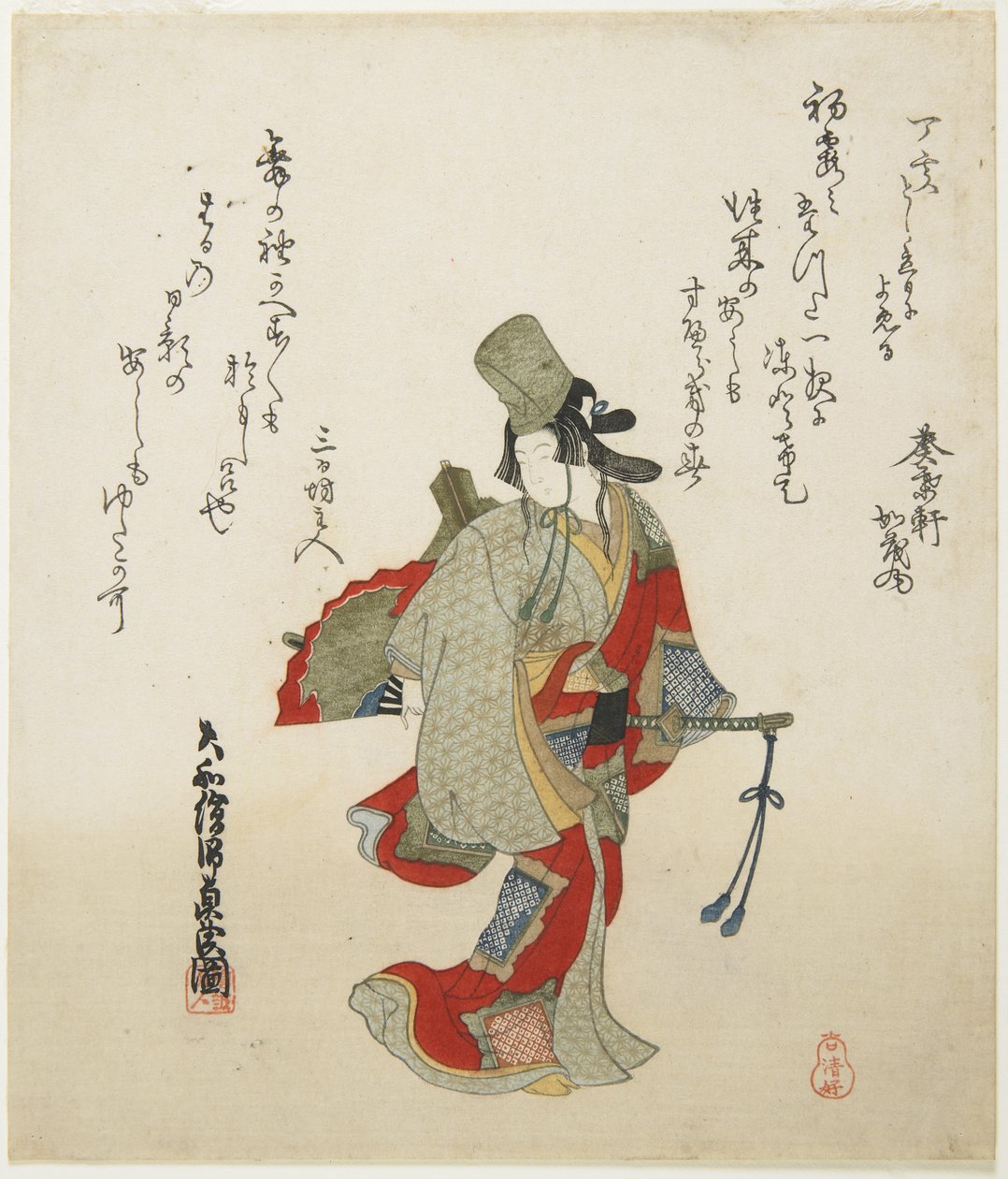 （女舞者），19世纪（彩色木版画） 作者 石马多拉