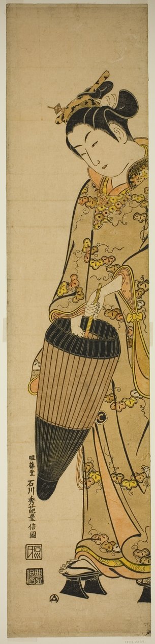 撑伞的年轻女子 作者 石川丰信