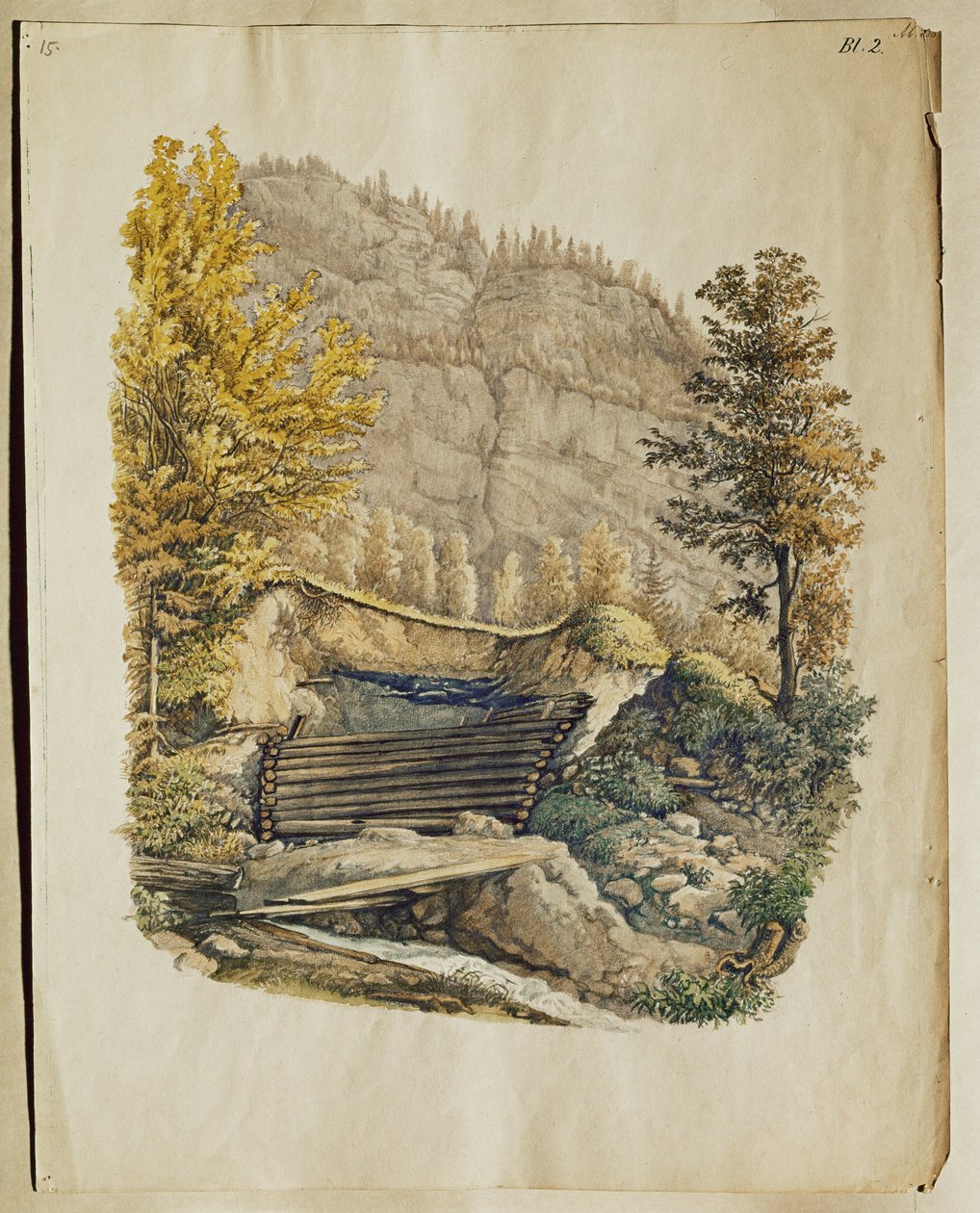 约翰-乔治-拉姆绍尔（Johann Georg Ramsauer）于 1846 年后发现的哈尔施塔特碉堡遗址和墙壁... 作者 伊西多·恩格尔