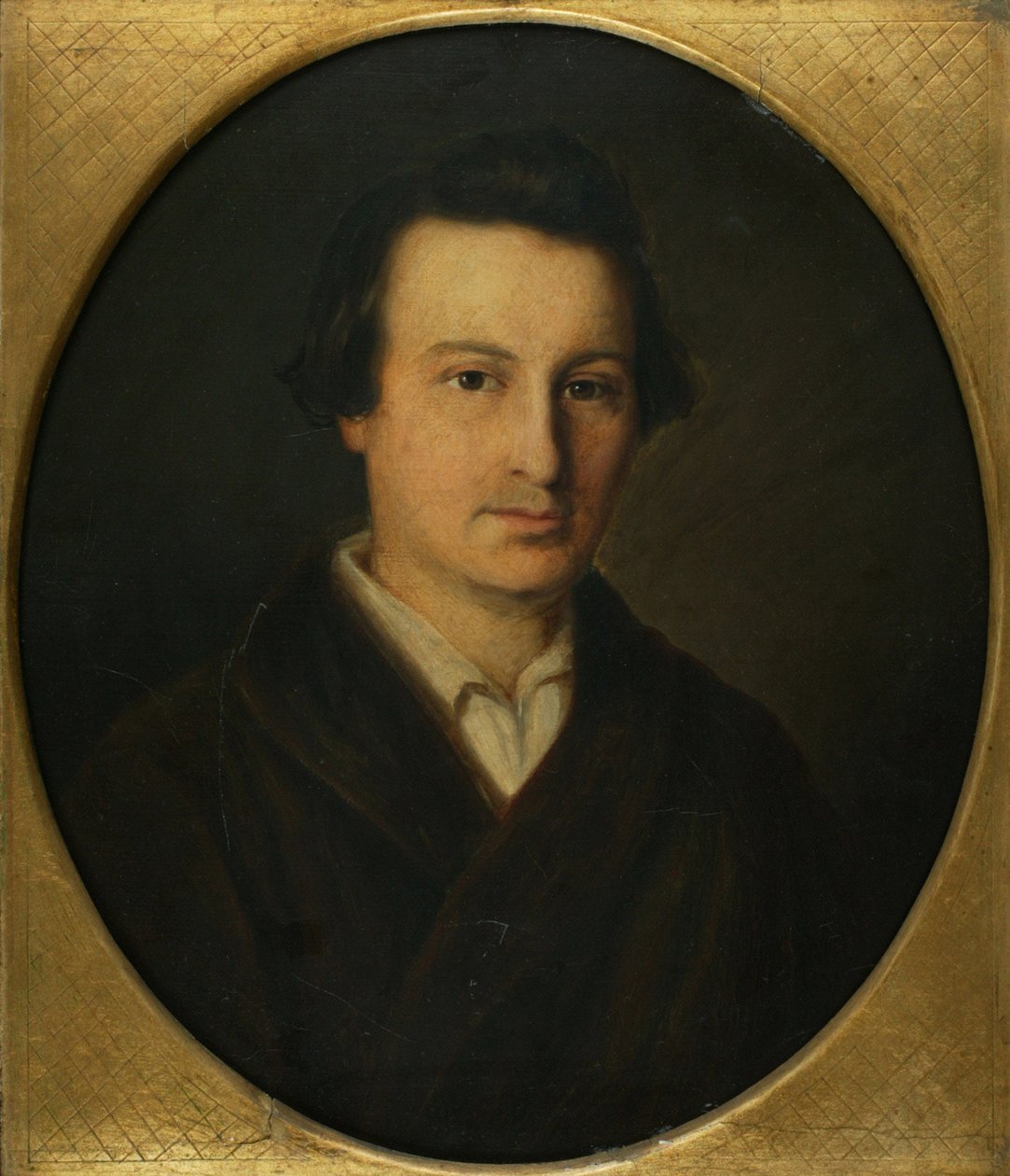 诗人Heinrich Heine的肖像1797-1856，1843年 作者 伊西多·波普