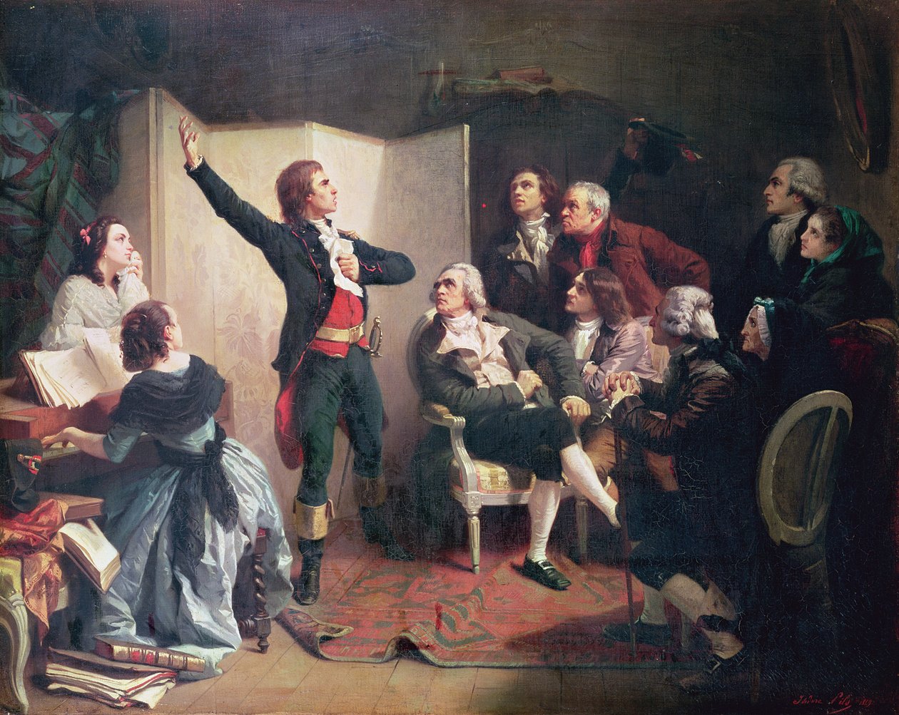 Rouget de Lisle（1760-1836）于1792年4月26日在斯特拉斯堡市市长Dietrich的家中唱马赛曲 作者 伊西多尔比尔斯