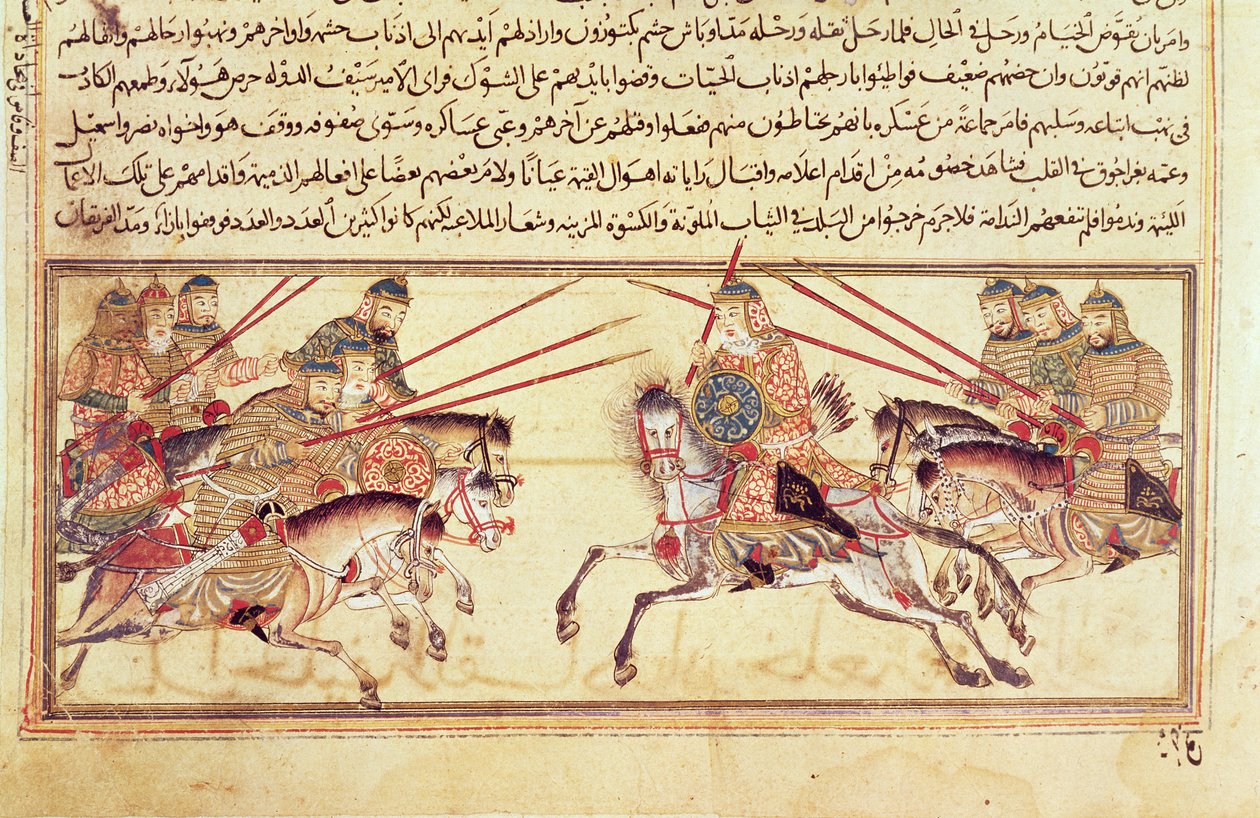 蒙古部落之间的战争，可能来自Rashid al-Din的&39;Jami&39;al-Tawarikh&39;，c.1307（vellum） 作者 伊斯兰学校