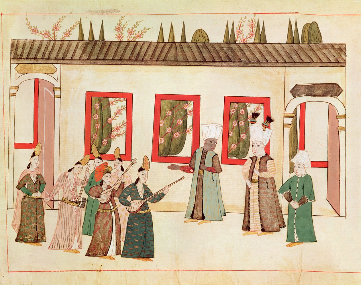 1671年苏丹与他最喜欢的音乐家和歌手伴随着他，1580年 作者 伊斯兰学校