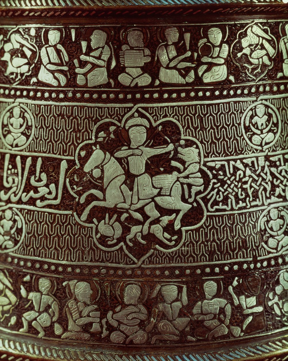 一盏灯的细节，来自埃及，1282年（铜和银） 作者 伊斯兰学校