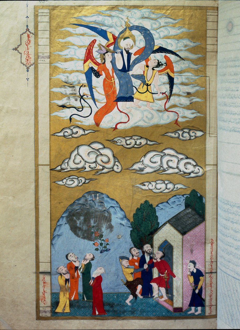 Islamic Representation of the Ascent of the Prophete Isa (Isa ibn Marym: Jesus) Miniature from the manuscript “Zubdat al Tawarikh” (Zubdat al Tawarikh) (Creme or the Fine Flower of Stories) by historian Seyyyid Loqman (Lokman) Ashuri 作者 伊斯兰学校