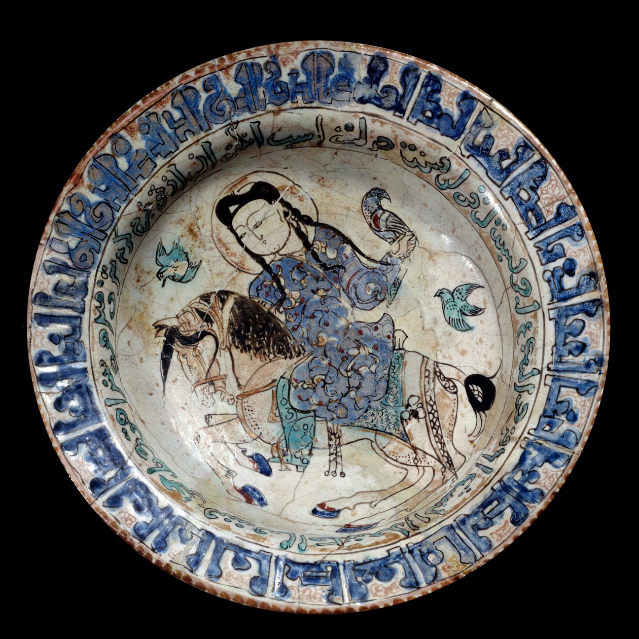 Islamic art: falconer rider dish in ceramic. The beginning of the 13th century. From Iran. Paris, Louvre Museum 作者 伊斯兰学校