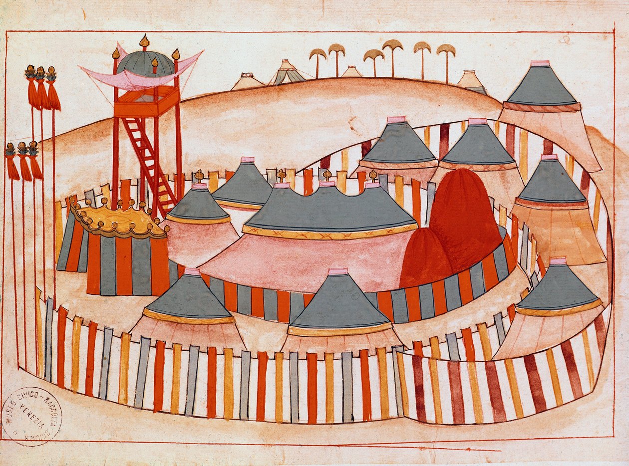 土耳其人的军营 伊斯兰教派的水粉画纸（1671年） 16世纪 威尼斯Correr博物馆 作者 伊斯兰学校