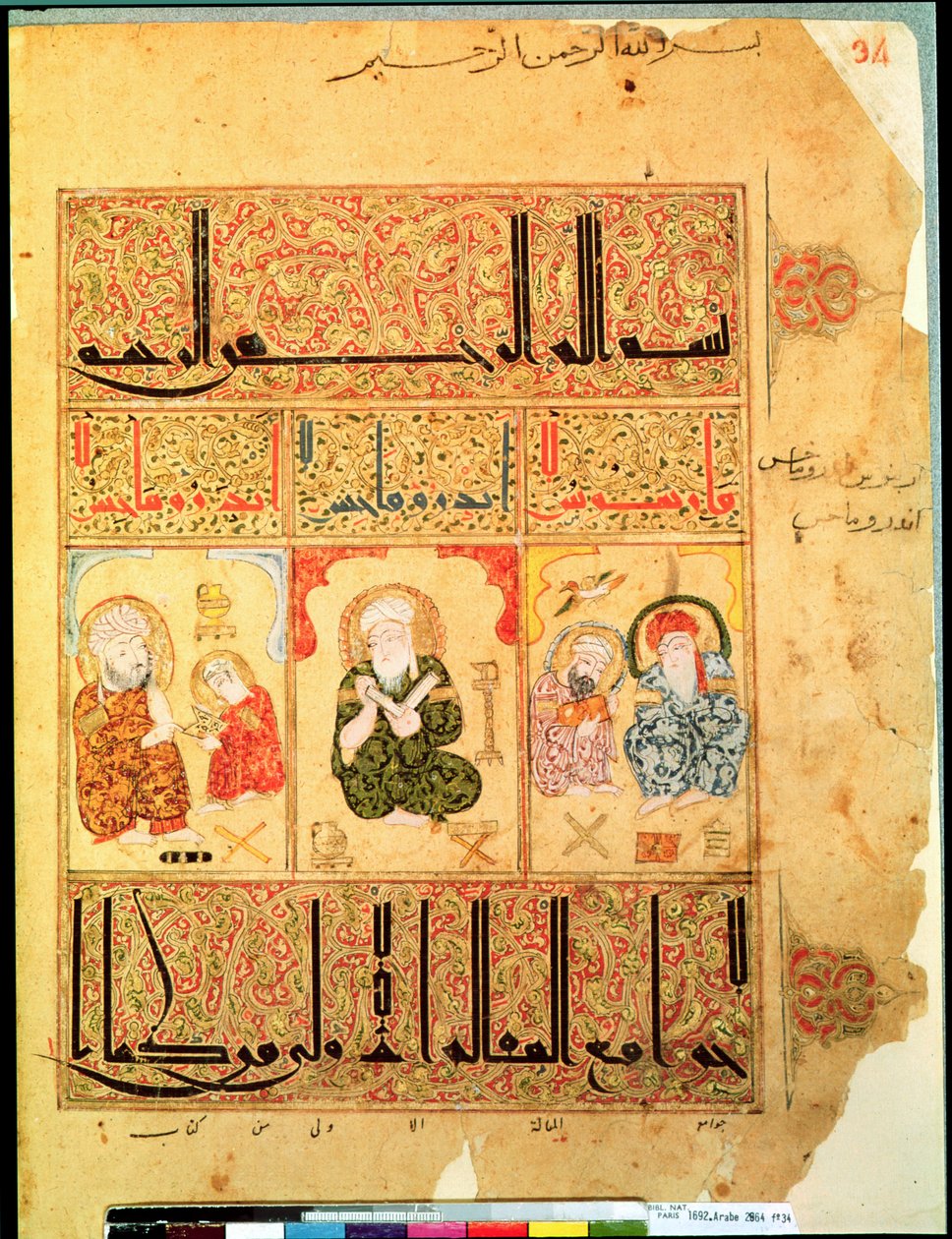 Arabe女士2964 fol.34 Galen之后的Theriac论文的医生，1217年 作者 伊斯兰学校