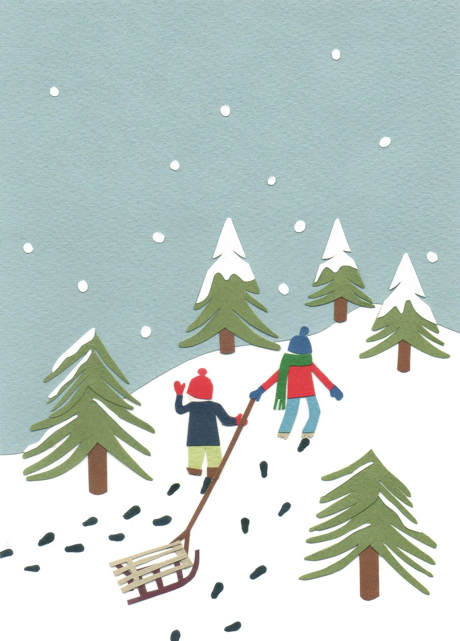 雪橇，2014 年（剪纸） 作者 伊莎贝尔·巴伯